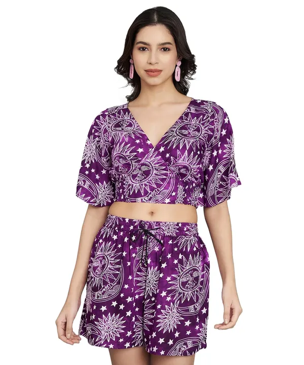 Purple_Styles_Beach_Wear_Co_Ord_Set_Two_Piece_Dress_Top_Short_For_Women