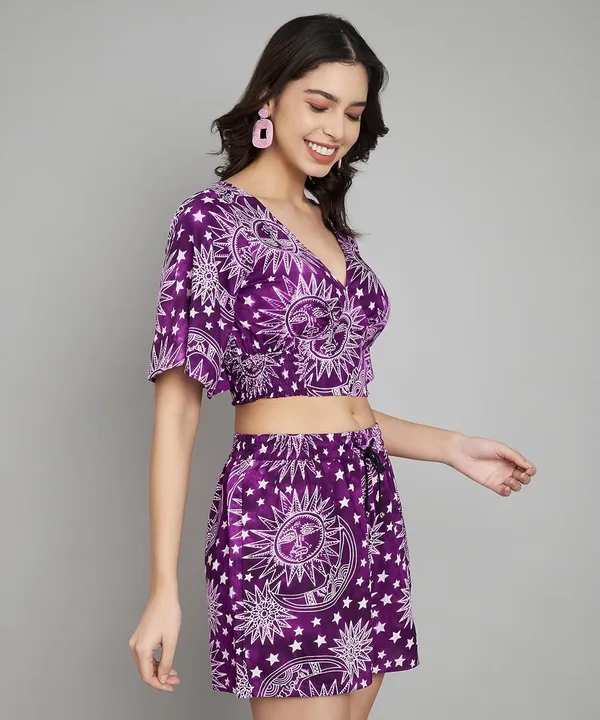 Purple_Styles_Beach_Wear_Co_Ord_Set_Two_Piece_Dress_Top_Short_For_Women
