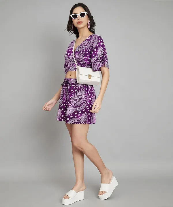 Purple_Styles_Beach_Wear_Co_Ord_Set_Two_Piece_Dress_Top_Short_For_Women