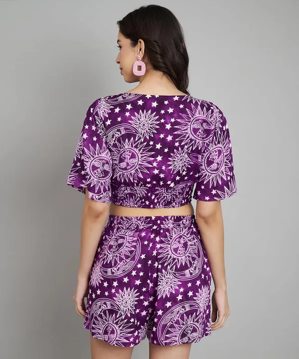 Purple_Styles_Beach_Wear_Co_Ord_Set_Two_Piece_Dress_Top_Short_For_Women