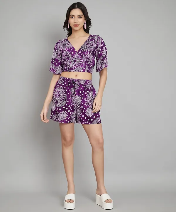Purple_Styles_Beach_Wear_Co_Ord_Set_Two_Piece_Dress_Top_Short_For_Women