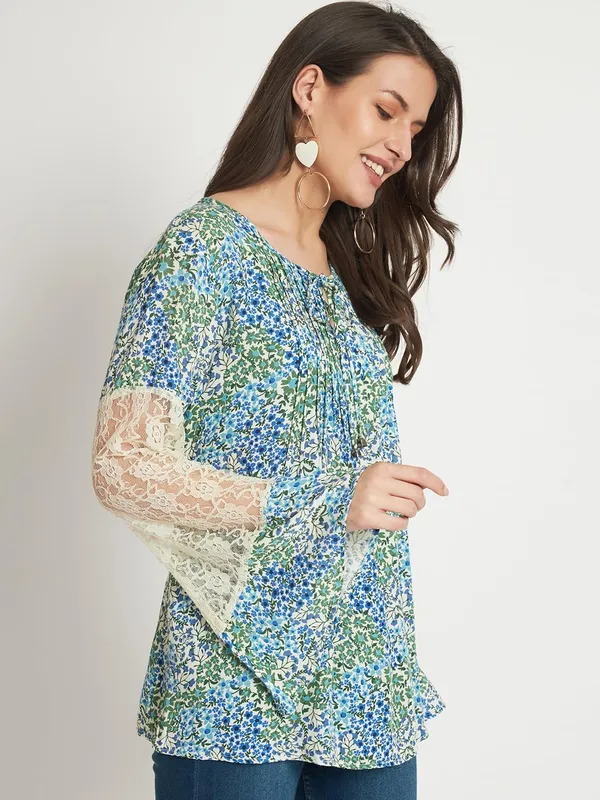 Green_Floral_Tiger_Printed_Top_Summer_Fit_And_Flare_Casual_Stylish_Top_For_Women