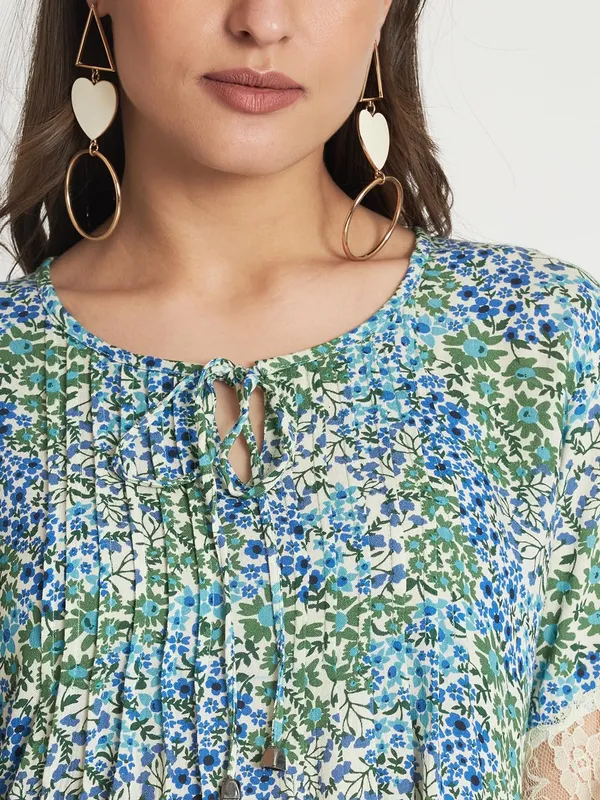 Green_Floral_Tiger_Printed_Top_Summer_Fit_And_Flare_Casual_Stylish_Top_For_Women