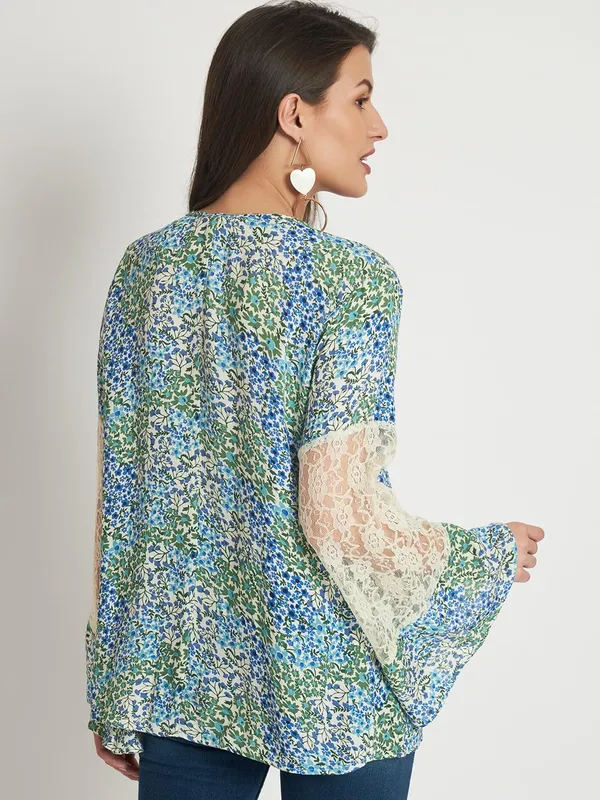 Green_Floral_Tiger_Printed_Top_Summer_Fit_And_Flare_Casual_Stylish_Top_For_Women