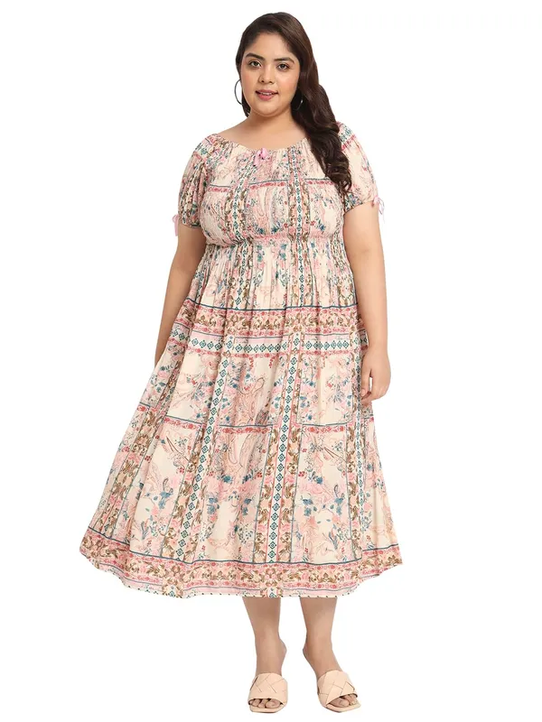 sachin and babi light blue dress  Bloom in style , Turn heads with this white floral midi dress  fresh,  vibrant, and perfect for sunny days. A blend of comfort and effortless  elegance for your everyday chic look. , Printed