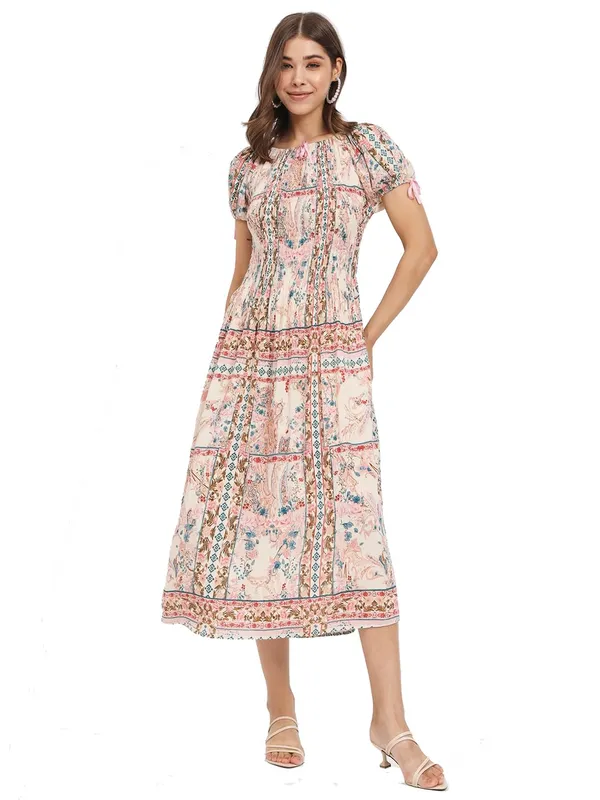 adjustable_elastic_round_neck,half_sleeves,_elastisiced_upper_bodice_,long_dress