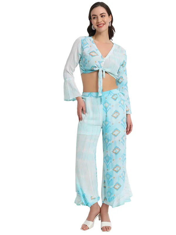 Blue_Women_Printed_Tunic_Kurta_Pajama_Pant_Set