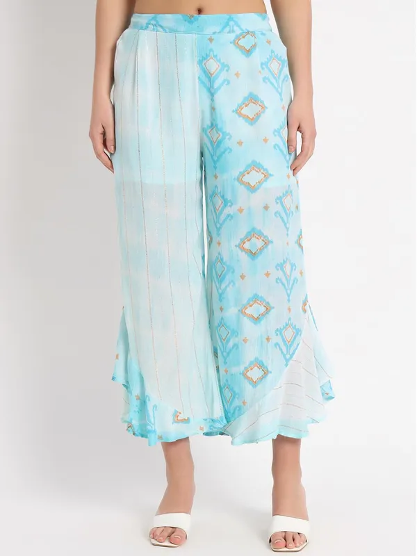 Blue_Women_Printed_Tunic_Kurta_Pajama_Pant_Set