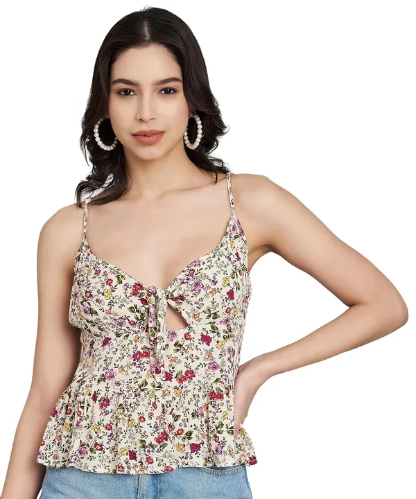 Multicolor_Women_Ladies_Printed_Single_Strip_Sleeve_Top_Beachwear_Summer_Wear