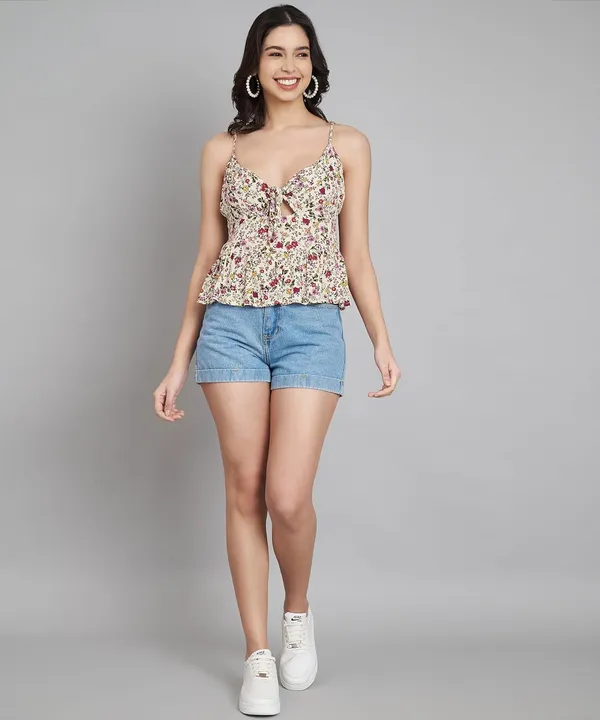 Multicolor_Women_Ladies_Printed_Single_Strip_Sleeve_Top_Beachwear_Summer_Wear