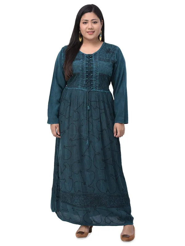 Plus_Size_Blue_Blue_Women_Long_Dress_Floral_Fit_And_Flare_Summer_Casual_Party_Wear_Full_Sleeve