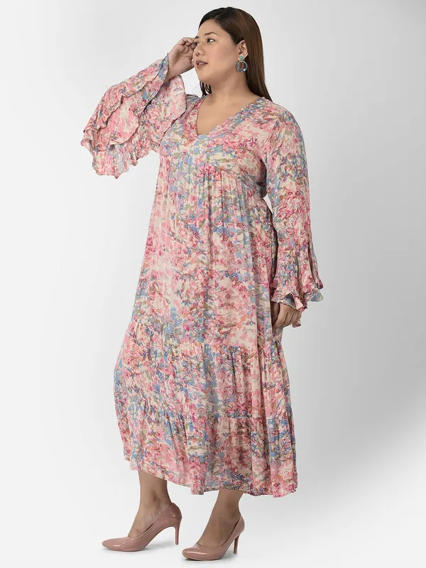 sachin and babi light blue dress Big Size Women'S Elegant V-Neck Color Block Print Fit and Flare Dress,  Long, Straight Hem, with Pocket, for Weekend Casual