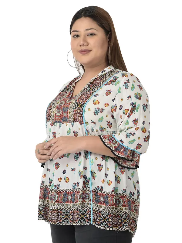 Plus_Size_White_Short_Kurti_Kurta_Casual_Stylish_Longline_Top_For_Women