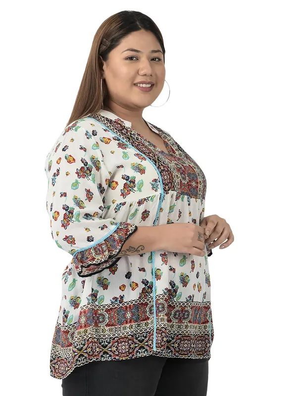 Plus_Size_White_Short_Kurti_Kurta_Casual_Stylish_Longline_Top_For_Women