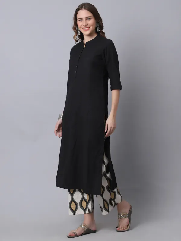 Black_Cotton_Solid_Kurta_With_Printed_Palazzo_Bottom_Set