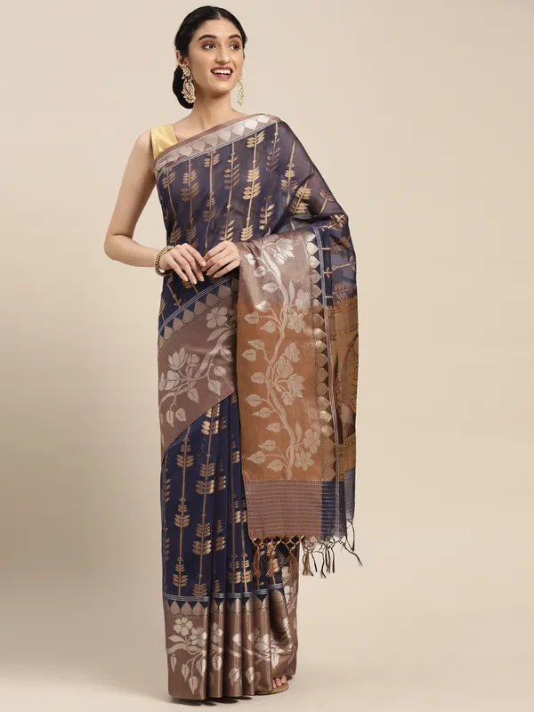 Blue_Masrise_Cotton/Cotton_Banarasi_Sarees_For_Women