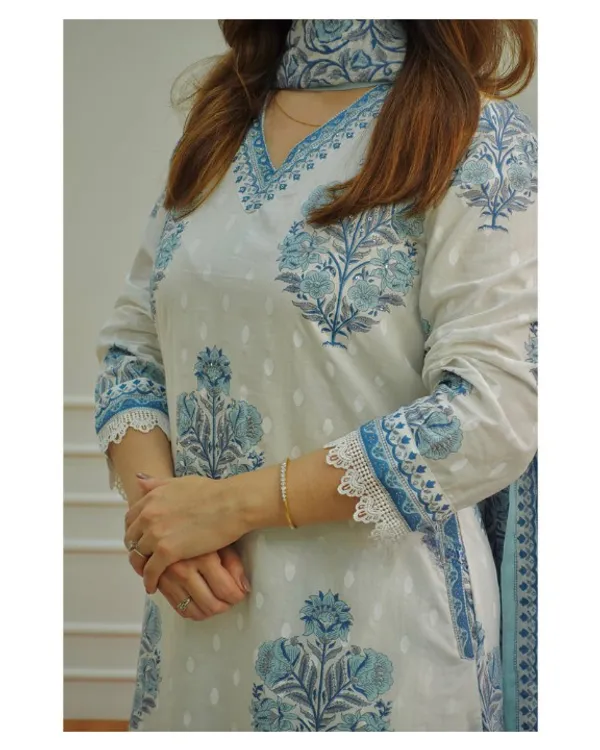 White_Cotton_Regular_Fit_Solid_Kurta_Pant_And_Dupatta_Set_For_Women