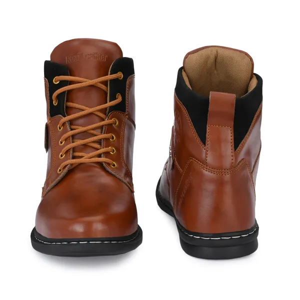 Tan_Brown_Leatherette_And_Airmix_Lace_Ups_Boots_For_Men