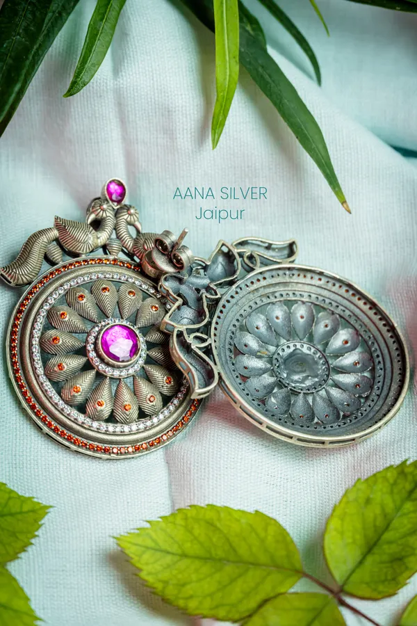 925_Pure_Sterling_Silver_|_Peacock_Kundan_Earrings_|_Well_Stamped_&_Hallmarked