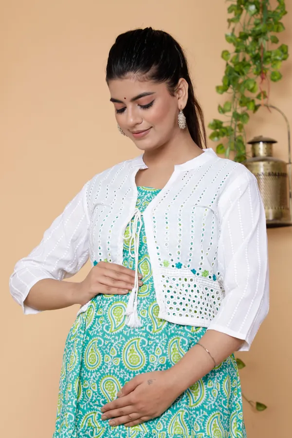 Maternity_Wear__Jaipuri_Keri_Print_Sea_Green_Anarkali_Anarkali_Kurta/Gown_With_Schiffli_Jacket