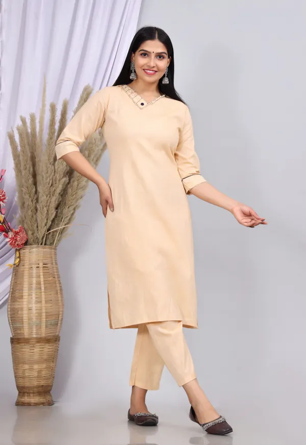 Cream_Khadi_Cotton_Printed_Casual_Wear_Kurta_And_Sharara_Set_For_Women
