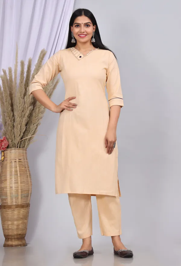 Cream_Khadi_Cotton_Printed_Casual_Wear_Kurta_And_Sharara_Set_For_Women