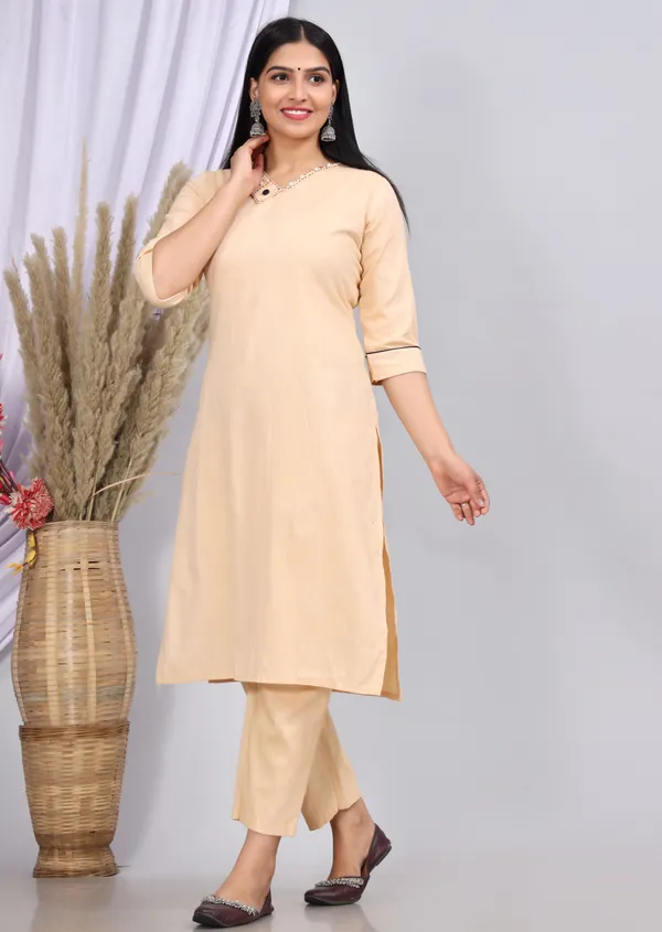 Cream_Khadi_Cotton_Printed_Casual_Wear_Kurta_And_Sharara_Set_For_Women