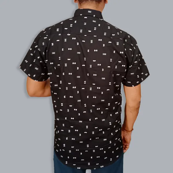 Half_Shirt_Premium_Cotton_Blend_Black_White_Printed_Cotton_Shirt