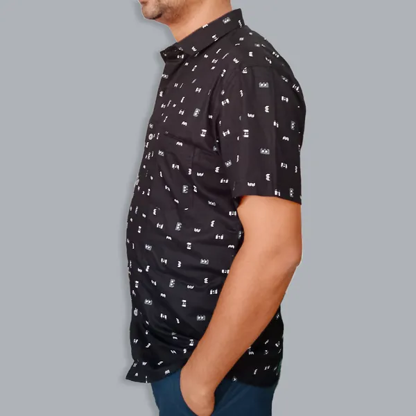 Half_Shirt_Premium_Cotton_Blend_Black_White_Printed_Cotton_Shirt