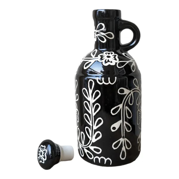 Handcrafted_Ceramic_Oil_Dispenser_with_Lid_|_Oil_Bottle_for_Kitchen,_1_Litre,_Black_Colour,_Size:_10_x25_cm