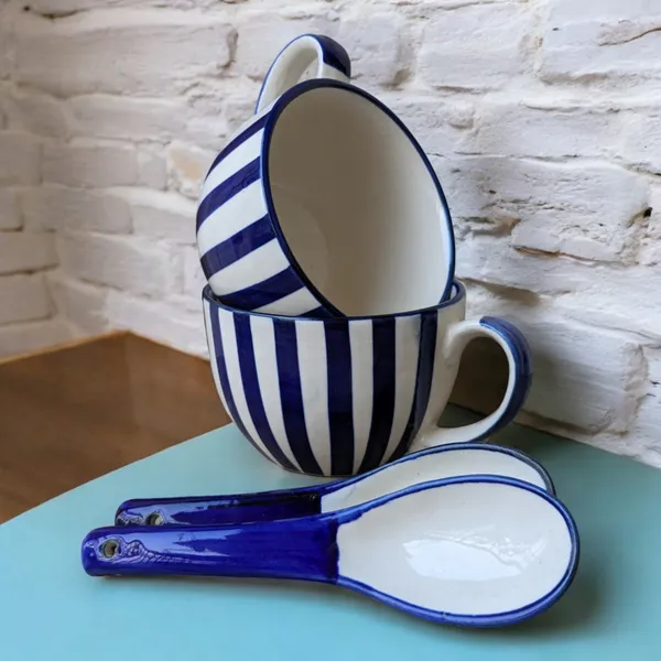 Handcrafted_Ceramic_Soup_Bowls_with_Spoons_-_450_ML_Capacity,_Blue_and_White_Striped_Design