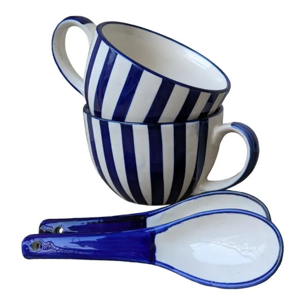 Handcrafted_Ceramic_Soup_Bowls_with_Spoons_-_450_ML_Capacity,_Blue_and_White_Striped_Design