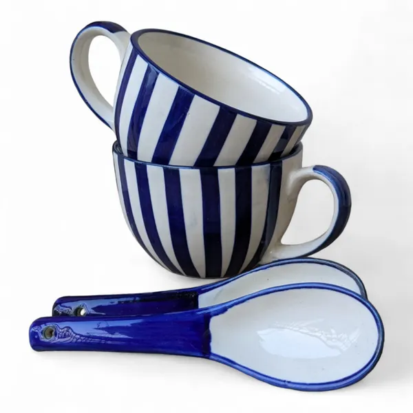 Handcrafted_Ceramic_Soup_Bowls_with_Spoons_-_450_ML_Capacity,_Blue_and_White_Striped_Design