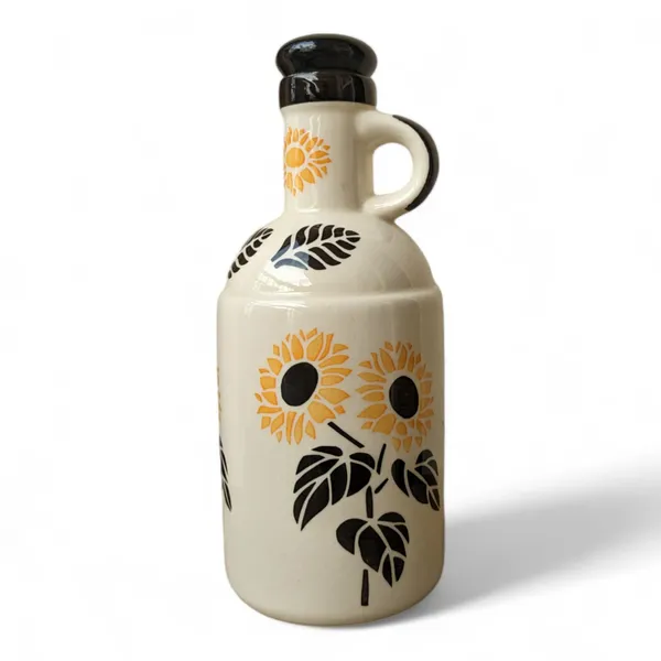 Handcrafted_Ceramic_Sunflower_Design_Oil_Dispenser,_Capacity:_1000_ML,_Size:_10_x_25_cm