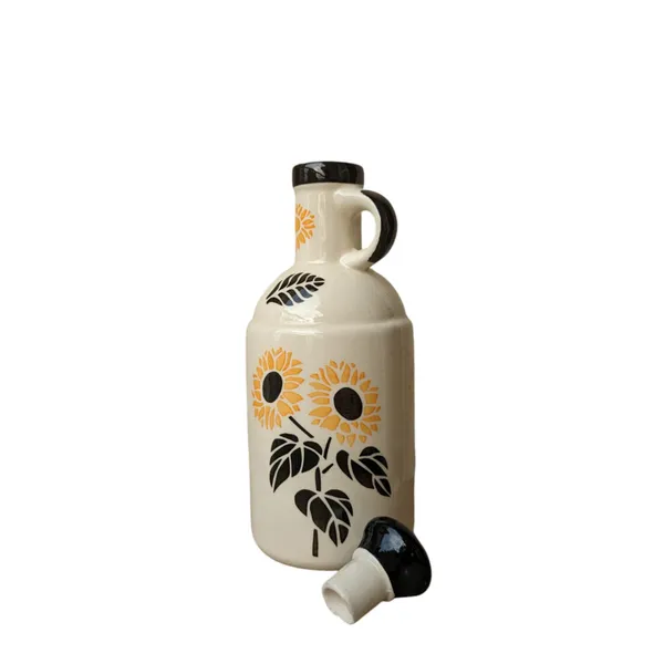 Handcrafted_Ceramic_Sunflower_Design_Oil_Dispenser,_Capacity:_1000_ML,_Size:_10_x_25_cm