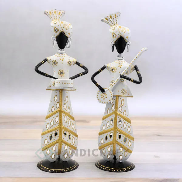 Handicrafy_Metal_Musician_T_light_Set_of_TwoTable_Decorative_Showpiece_White_Finish