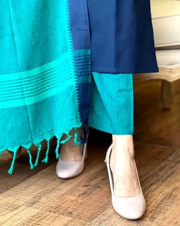 Blue_&_Green_South_Cotton_Kurta_&_Pant_with_Dupatta_Set_.