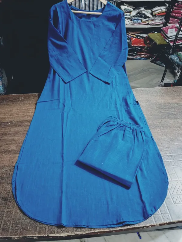 Dark_Blue_Handloom_South_Cotton_Kurta_&_Pant_Set