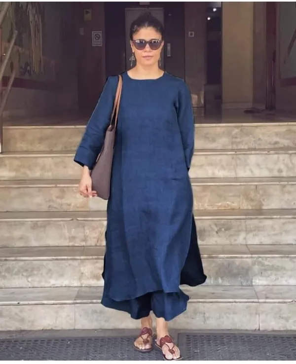 Dark_Blue_Handloom_South_Cotton_Kurta_&_Pant_Set