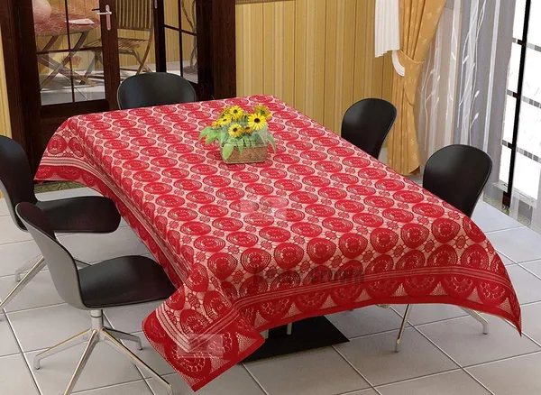 PVC_Designer_6_Seater_Dining_Table_Cover_for_Kitchen_Tabletop_Linen_Decor_60_x_90_Inch_(Color_-_Red)