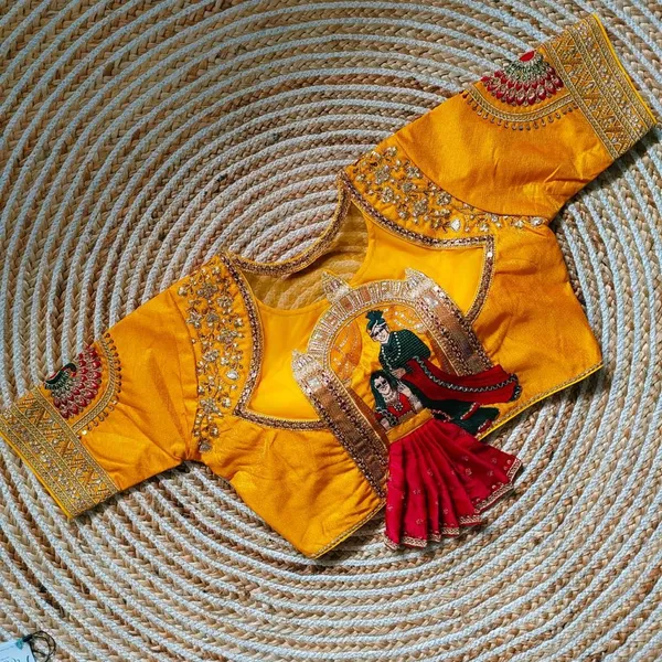 Yellow_Heavy_Embroidery_Bridal_Work_Blouse