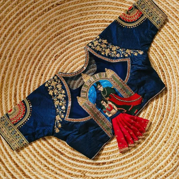 Navy_Heavy_Embroidery_Bridal_Work_Blouse