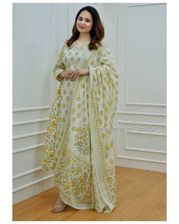 Mustard_Cotton__Afghani_Party_Wear__Suit_and_Dupatta_Set_For_Women
