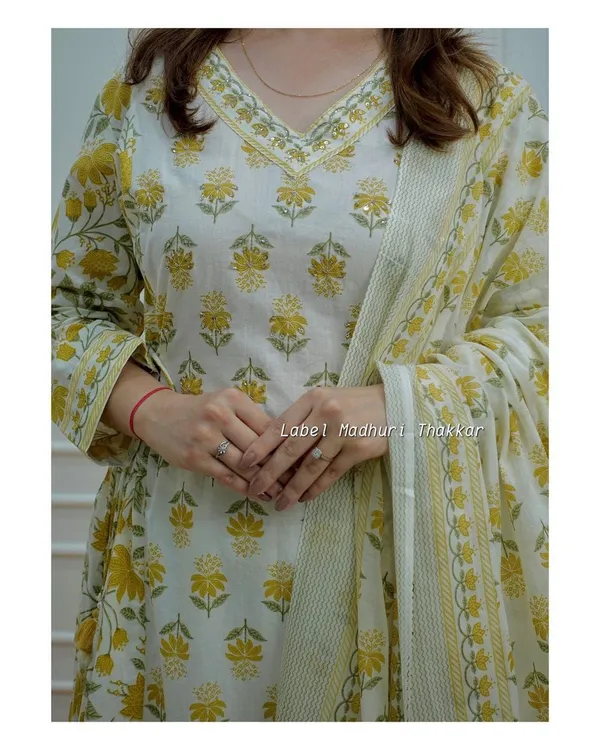 Mustard_Cotton__Afghani_Party_Wear__Suit_and_Dupatta_Set_For_Women