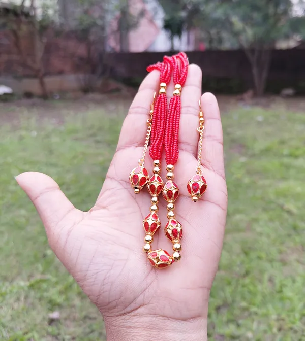 Copper_Based_Assamese_Traditional_Gold_Plated_Red_Monimala_Set_For_Women_&_Girls