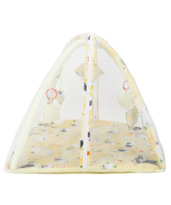 Cloudy_Baby_Bedding_Set_Mattress_with_Mosquito_Net_Bed_Set_and_Play_Gym_with_Attached_Soft_Toys_(0-12_Months)(Yellow)