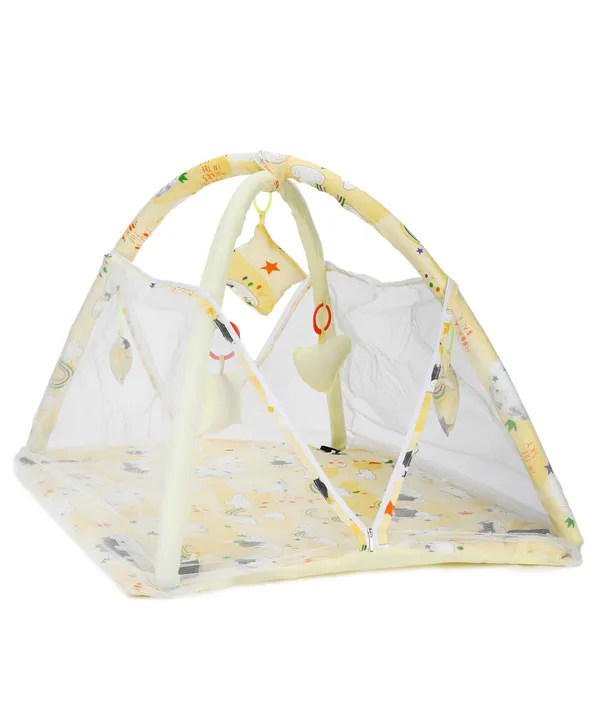 Cloudy_Baby_Bedding_Set_Mattress_with_Mosquito_Net_Bed_Set_and_Play_Gym_with_Attached_Soft_Toys_(0-12_Months)(Yellow)