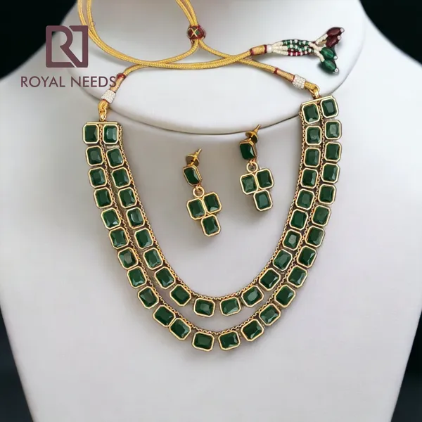 High_gold_plated_double_layered_Necklace_set_with_Earrings_for_women