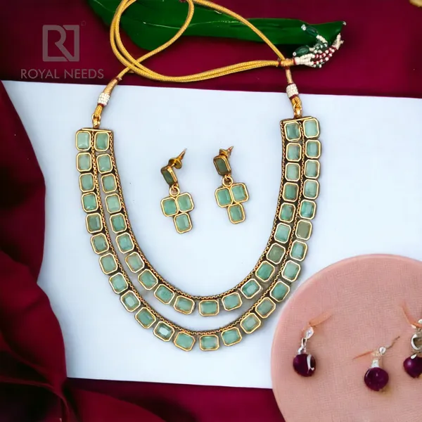 High_gold_plated_double_layered__Necklace_set_with_Earrings_for_women