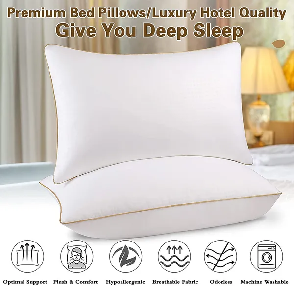 Set_of_2_-Imported_Conjugated_Fiber_Pillow,_17x_27_inch_Size,_Vacuum_Pack_(White_with_Yellow_Boundary)